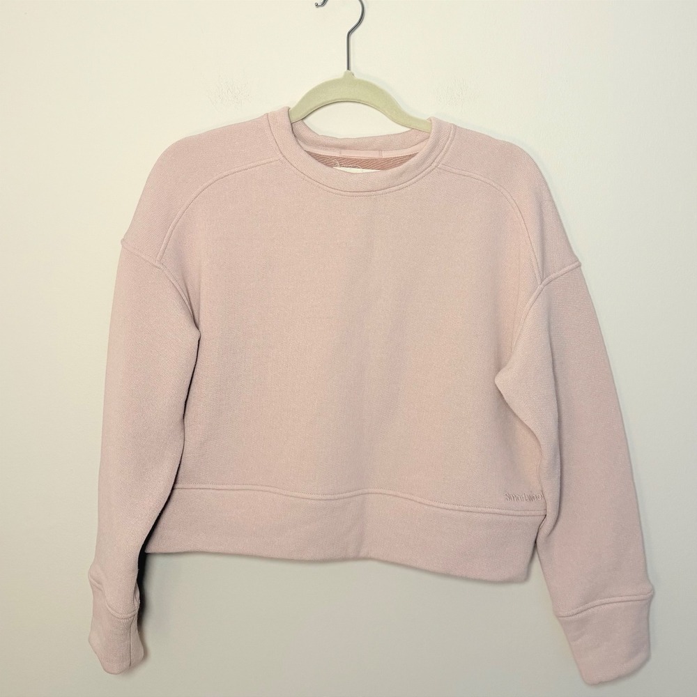 Women's SMARTWOOL Recycled Terry Cropped Crew Sweatshirt Light Pink SZ S